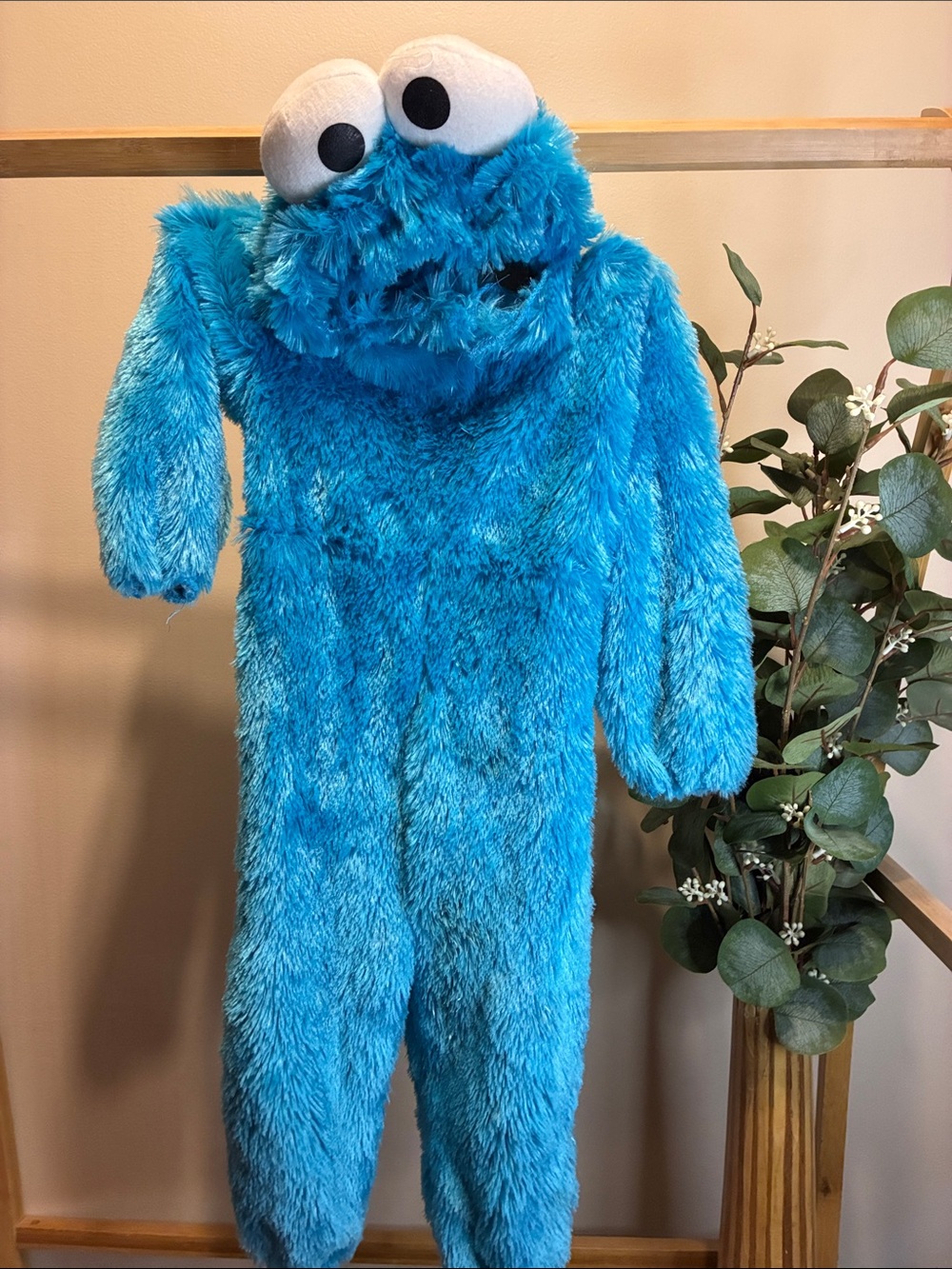 Sesame Street Bright Blue Cookie Monster Fuzzy One-Piece Costume